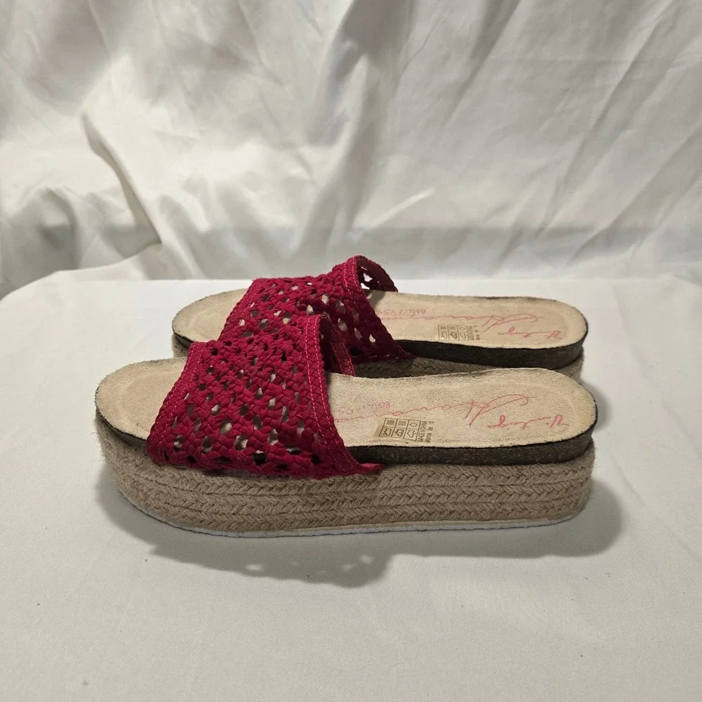 Vintage Havana Red‎ Woven Platform Espadrille Wedge Sandals Size 10